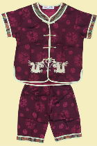 Boy's Short-sleeve Double-dragon Mandarin Suit