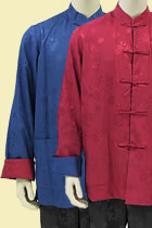 Bargain - Men's Mandarin Reversible Jacquard Jacket (Blue/Red, XL)