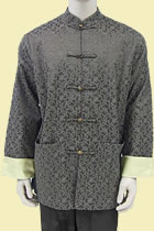 Bargain - Men's Mandarin Wadded Jacquard Jacket (Coffee, XL)