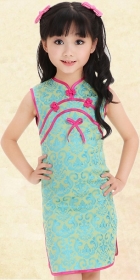 Girl's Sleeveless Floral Cheongsam Dress (RM)