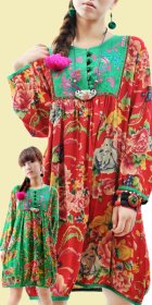 Ethnic Long-sleeve Printed Embroidery Loose-style Dress (RM)