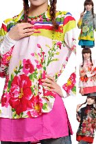 Ethnic Dual-layer Long-sleeve Floral Printing Blouse Ethnic Dual-layer Long-sleeve Floral Printing Blouse