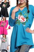 Ethnic Long-sleeve Floral Embroidery Blouse Ethnic Long-sleeve Floral Embroidery Blouse