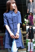 Ethnic Mid-sleeve Linen Long Blouse Ethnic Mid-sleeve Linen Long Blouse