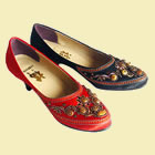 Mid Heel Floral Beading Shoes (Multicolor)