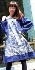 Ethnic Long-sleeve Printing Patch Loose Dress (RM)