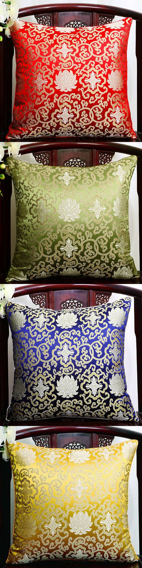 Bargain - Chinese Ethnic Lotus Embroidery Cushion Cover