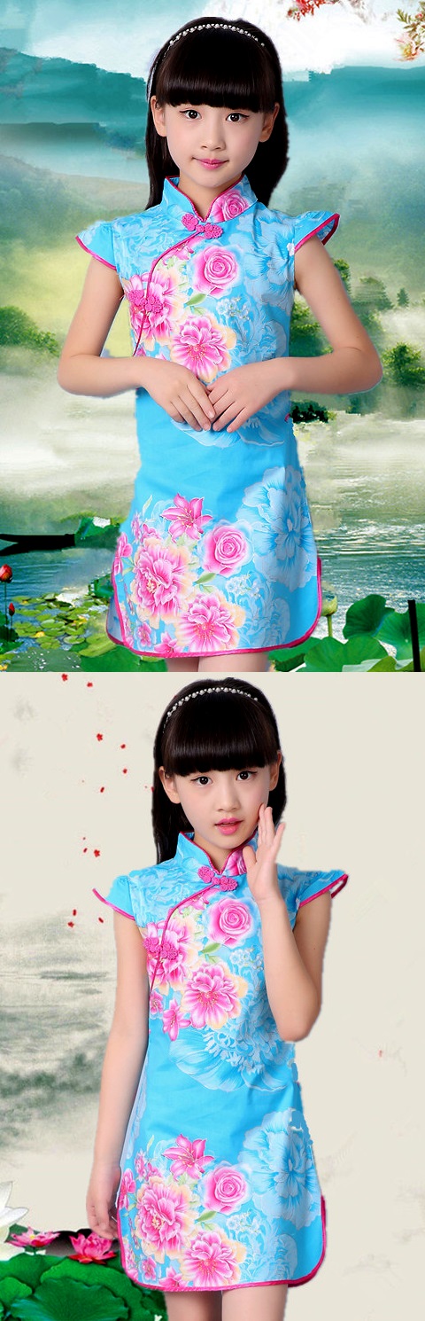 Girl's Floral Cheongsam Dress (RM)