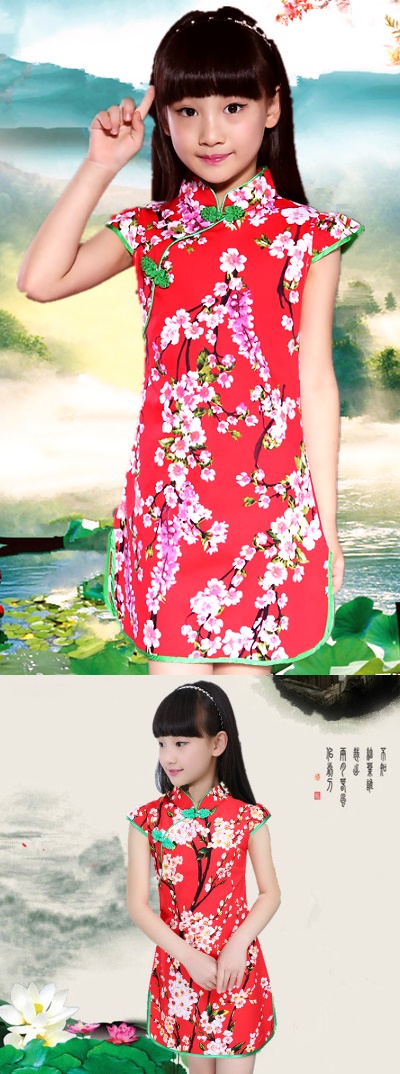 Girl's Floral Cheongsam Dress (RM)