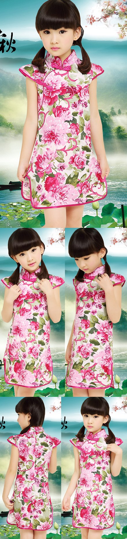 Girl's Floral Cheongsam Dress (RM)