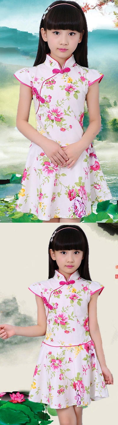 Girl's Floral Cheongsam Dress (RM)