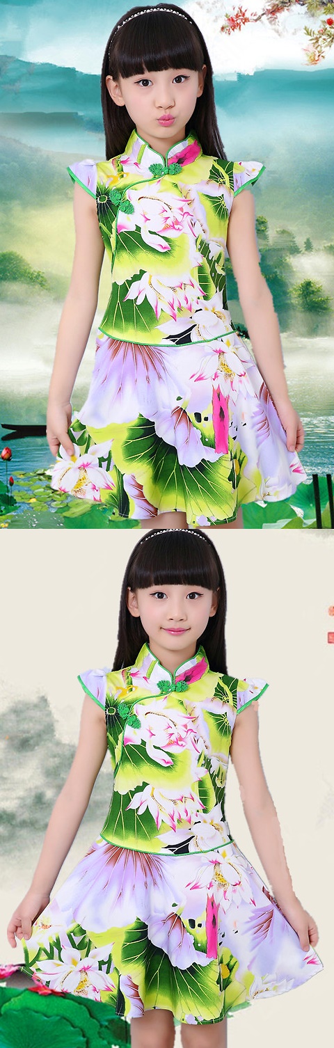 Girl's Floral Cheongsam Dress (RM)