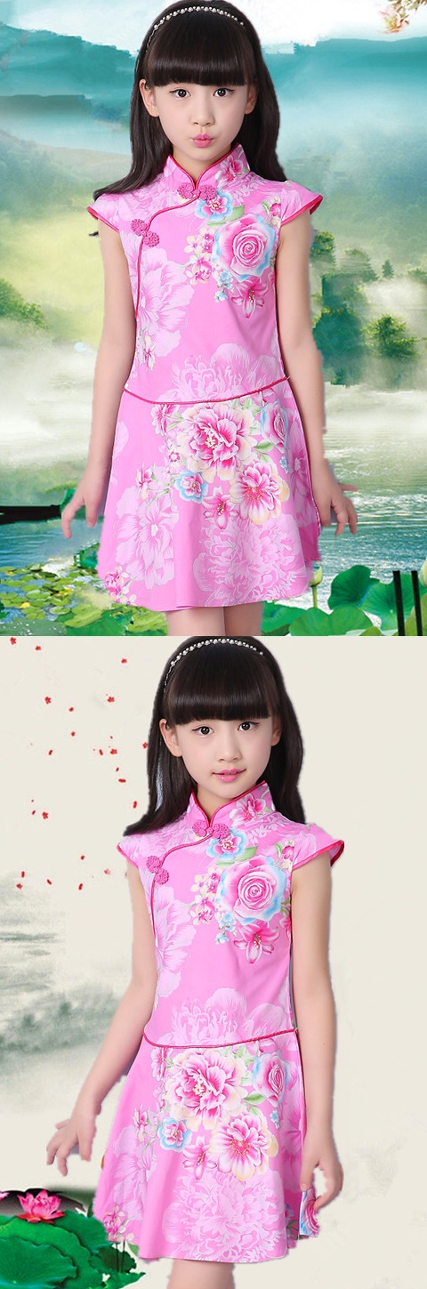 Girl's Floral Cheongsam Dress (RM)