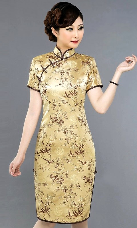 Fabric - Plum Blossom and Bamboo Brocade (Multicolor)