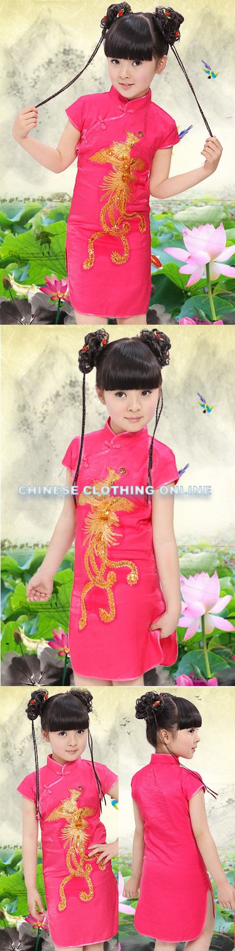 Girl's Phoenix Embroidery Cheongsam Dress (RM)