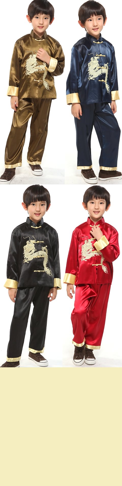 Boy's Dragon Embroidery Mandarin Suit (RM)