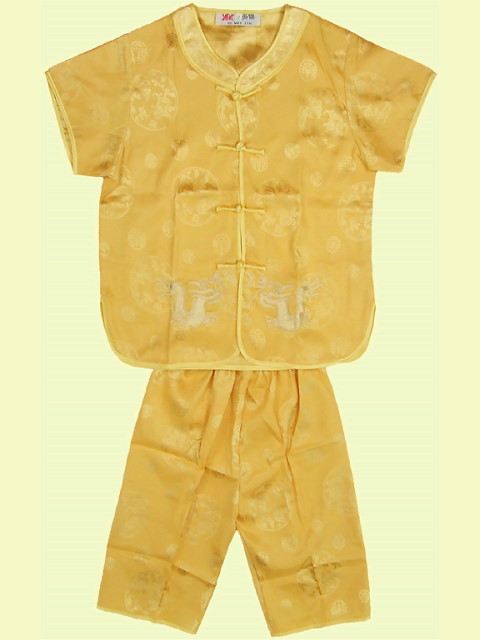 Boy's Short-sleeve Double-dragon Mandarin Suit (RM)