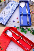 Stainless Steel Spoon and Chopsticks Cutlery Set