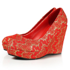 High Heel Lace Vamp Wedge Shoes