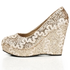 High Heel Lace Vamp Wedge Shoes