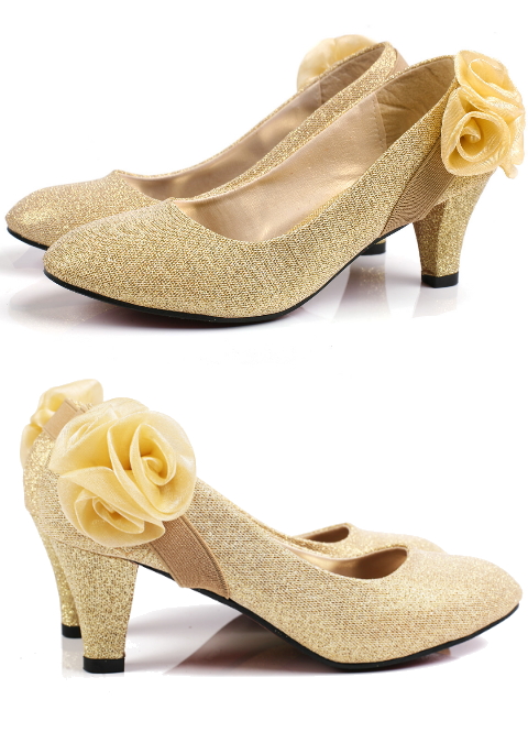 Mid Heel Ribbon Flower Shoes