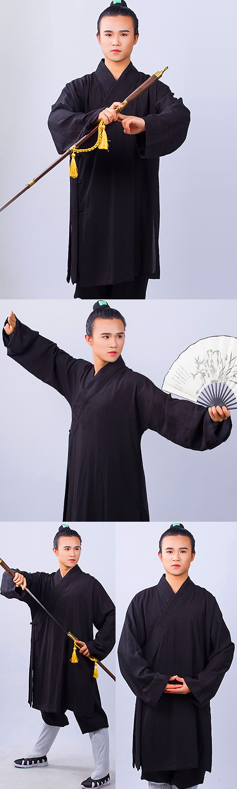 Wudang Taoist Open-cuff Mid-length Robe (RM)