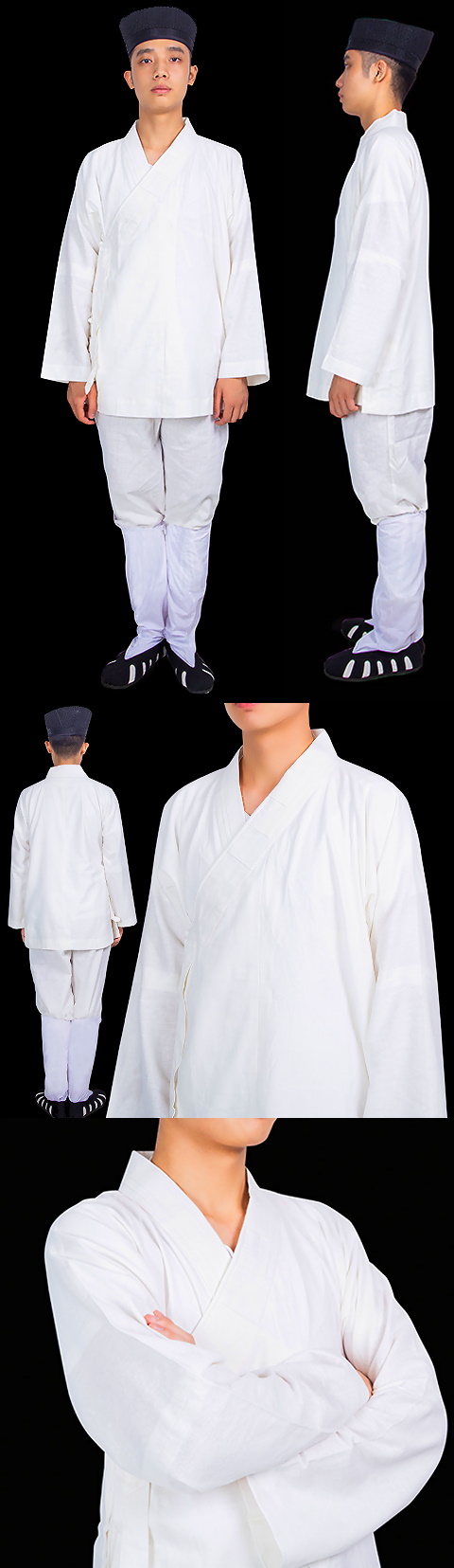 Wudang Taoist Bamboo Linen Open-cuff Short Robe with pants (RM)