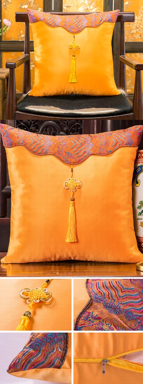 Chinese Ethnic Embroidery Tassel Cushion Cover