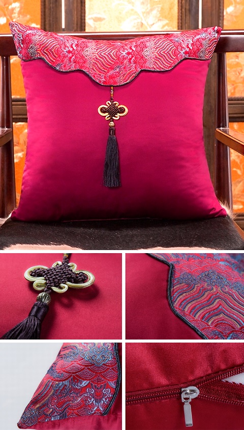 Chinese Ethnic Embroidery Tassel Cushion Cover