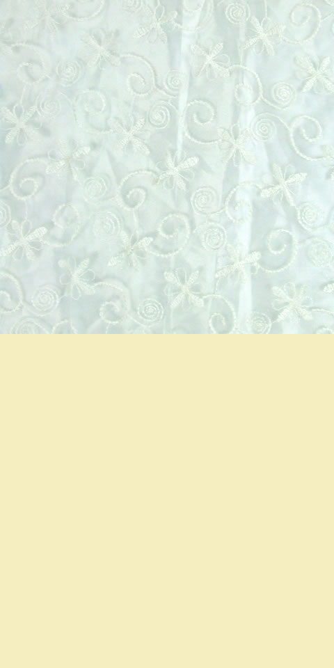 面料 - 透視繡花網紗（白色）