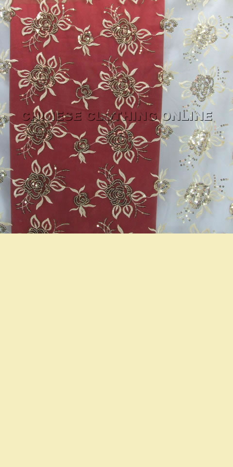 Fabric - See-through Embroidery Gauze w/ Paillettes (Wheat)