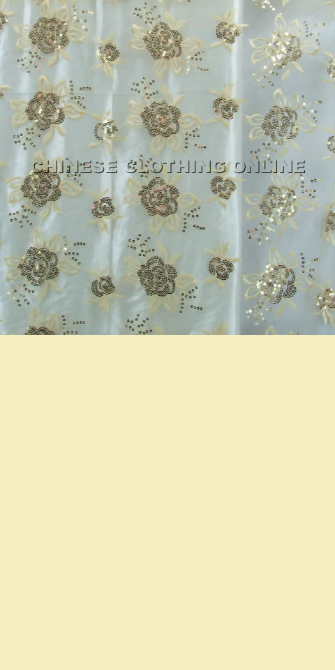 Fabric - See-through Embroidery Gauze w/ Paillettes (Wheat)