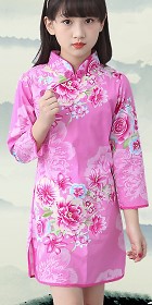 Girl's Long-sleeve Floral Cheongsam Dress (RM)