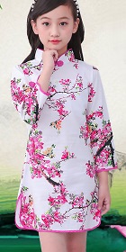 Girl's Long-sleeve Floral Cheongsam Dress (RM)