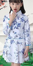 Girl's Long-sleeve Floral Cheongsam Dress (RM)