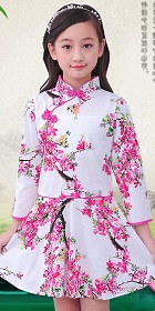 Girl's Long-sleeve Floral Cheongsam Dress (RM)