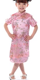 Bargain - Girl's Dragon & Phoenix Cheongsam Dress (Pink)