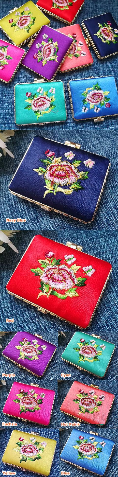 Mudan Peony Embroidery Compact Mirror (Multi-color)