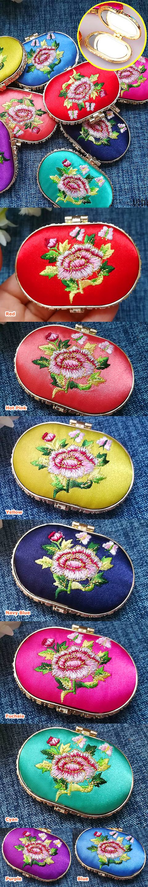 Mudan Peony Embroidery Compact Mirror (Multi-color)
