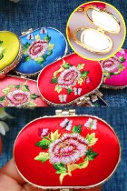 Mudan Peony Embroidery Compact Mirror (Multi-color)