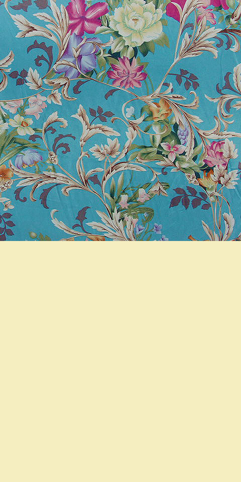 Fabric - Floral Imitation Silk (Multicolor)