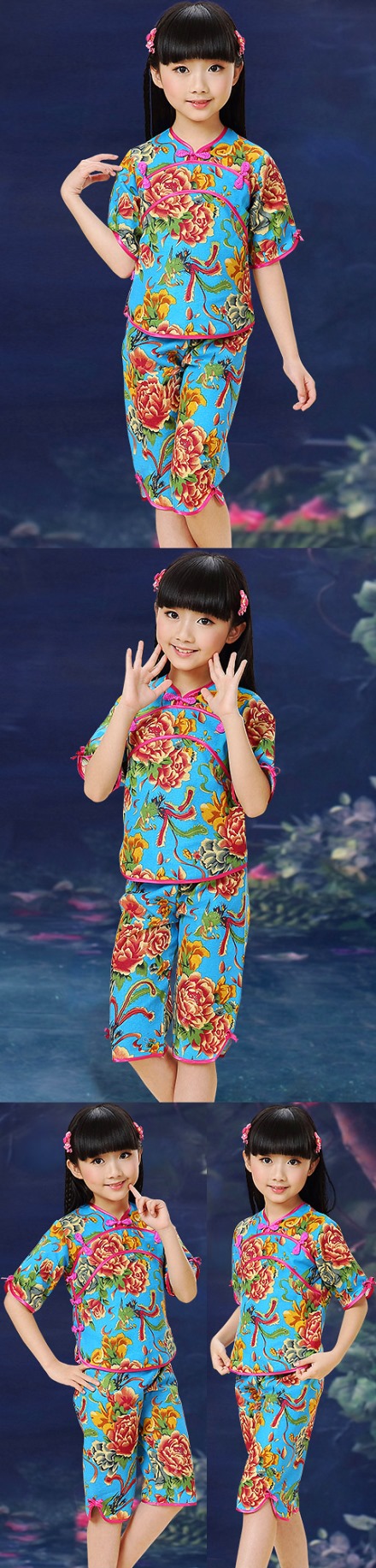 Girl's Floral Mandarin Suit (RM)