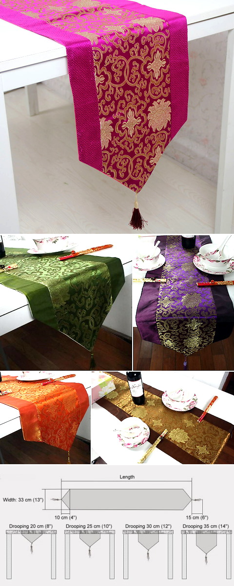 Chinese Ethnic Lotus Embroidery Table Runner (RM)