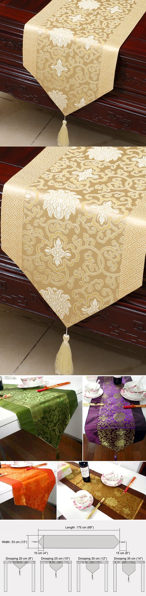 Chinese Ethnic Lotus Embroidery Table Runner (RM)