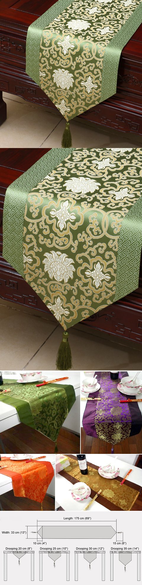 Chinese Ethnic Lotus Embroidery Table Runner (RM)