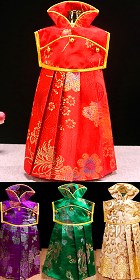 中國風織錦格格裙酒瓶套