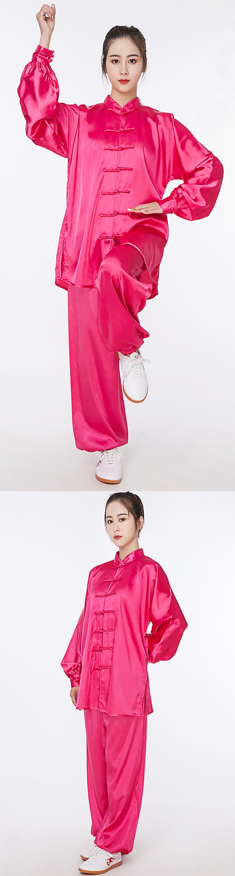 Professional Taichi Kungfu Uniform - Korean Silk - Fuchsia (RM)