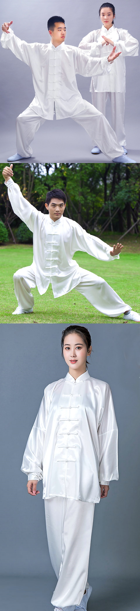 Professional Taichi Kungfu Uniform - Korean Silk - White (RM)