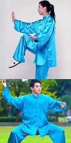 Professional Taichi Kungfu Uniform - Korean Silk - Deep Sky Blue (RM)