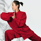 Professional Taichi Kungfu Uniform with Pants - Cotton/Silk - Dark Red (RM)